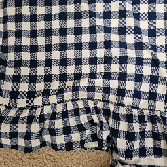 Crown & Ivy Ruffle Checked PJ Set Blue & White 2pc Tank Top Shorts Womens Sz S - Picture 3 of 7